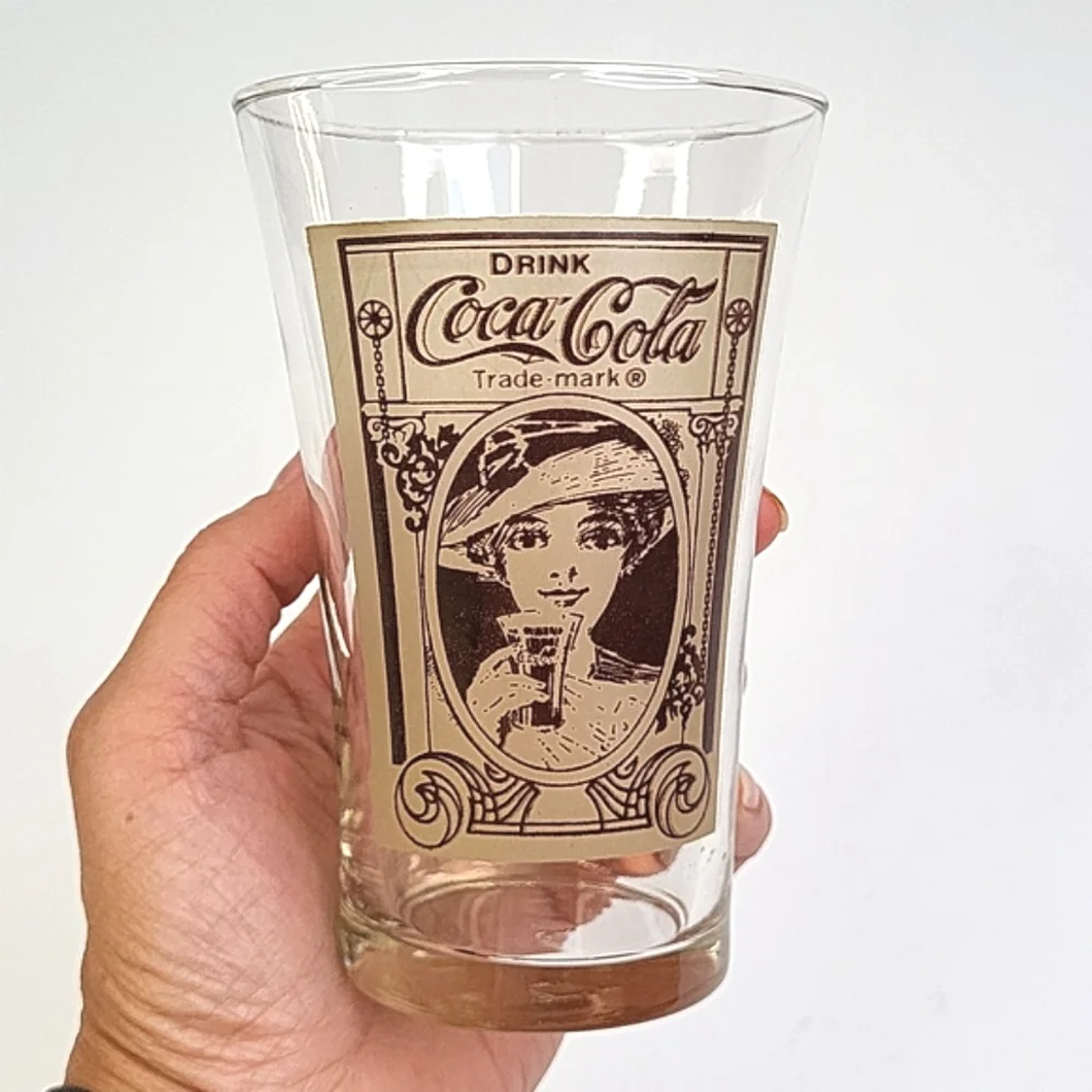 🪷3/$20🪷 EUC Vintage  Coke Coca Cola Flair Glass Victorian Lady 16oz No Cracks